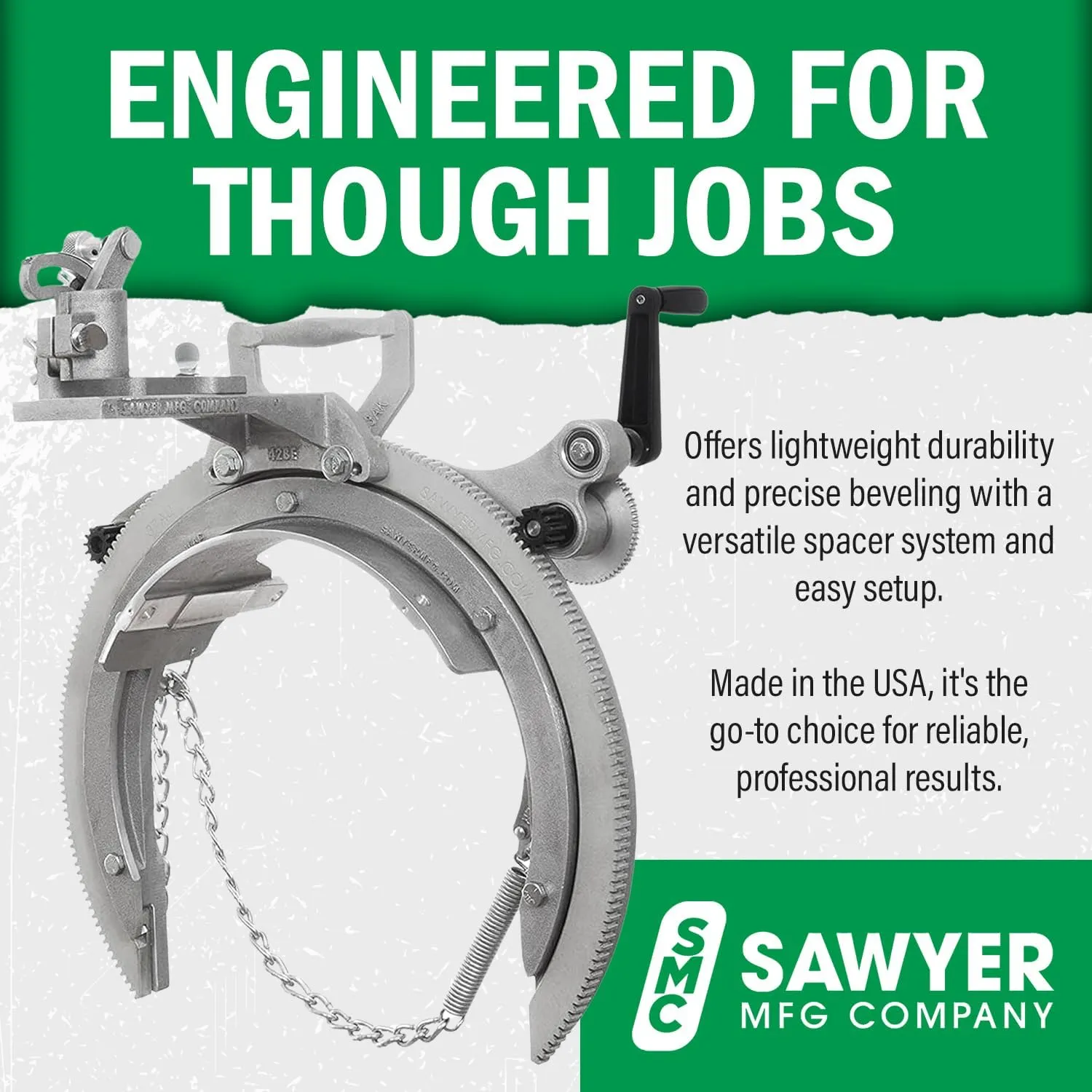 Saddle Machine for Pipe Beveling - Open-Frame Design, 3-Sized Spacer System, Lightweight Cast Aluminum - Ideal Pipe Beveler & Steel Pipe Cutter - #2-6" - 12" OD Pipes