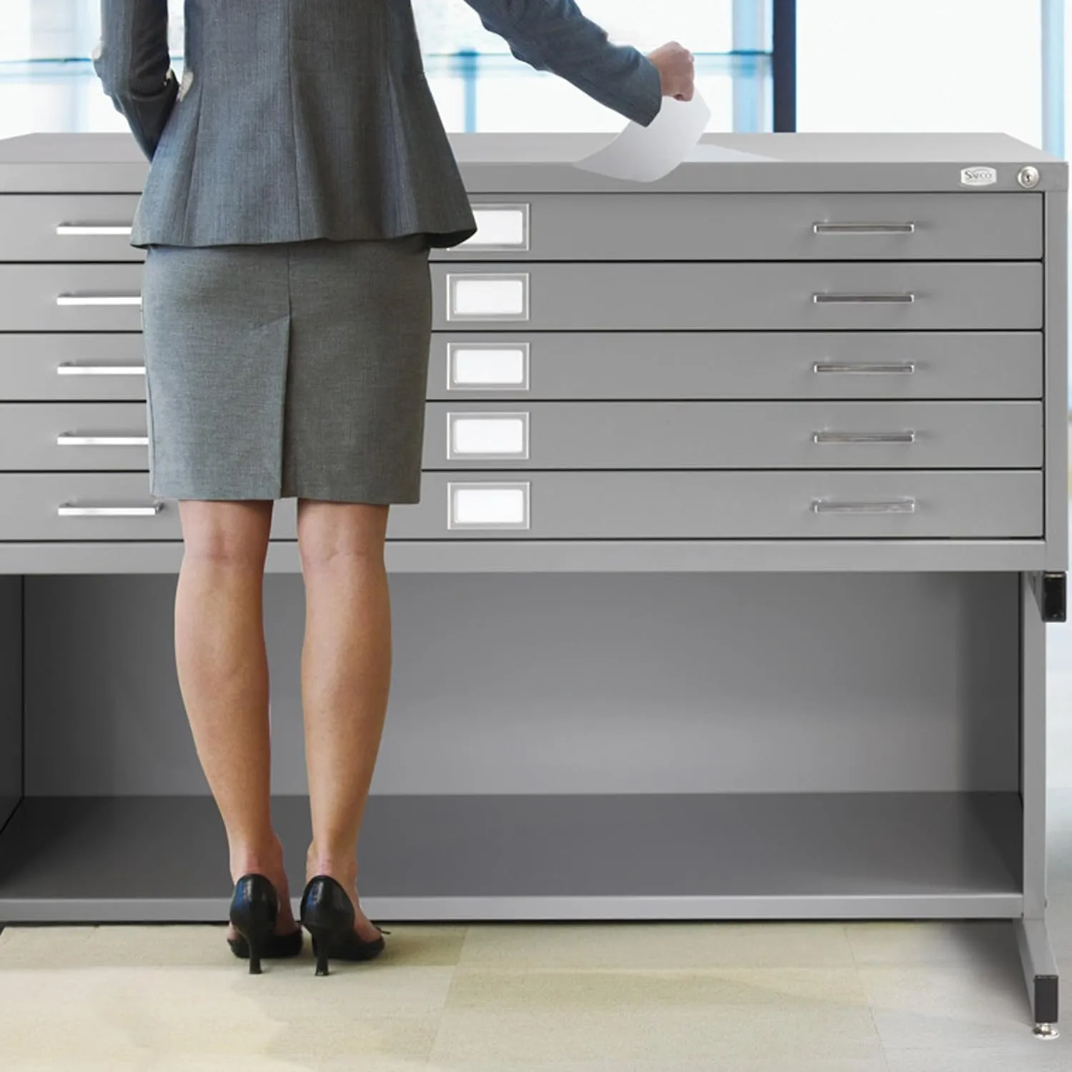 Safco Products 4998GRR Flat File for 48" W x 36" D Documents, 5-Drawer (Additio0l Options Sold Separately), Grey