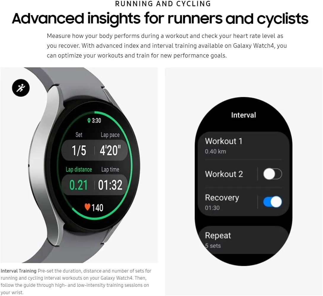 Samsung Galaxy Watch 4 44MM SM-R870 Aluminum Smartwatch GPS Only - Green (Renewed)