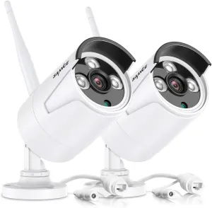 SANNCE 3.0MP Wireless CCTV Camera, Outdoor Weatherproof Metal Expandable Camera for N48WHE-V1(5MP NVR)(2pcs)