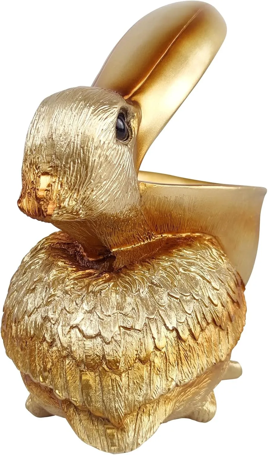 SanQing Creative Resin Statues Pelican Birds Statues Toucan Figurines Entrance Candy Keys Bowl Storage Basket Decor Ornament for Table Home Bar Office (Gold)