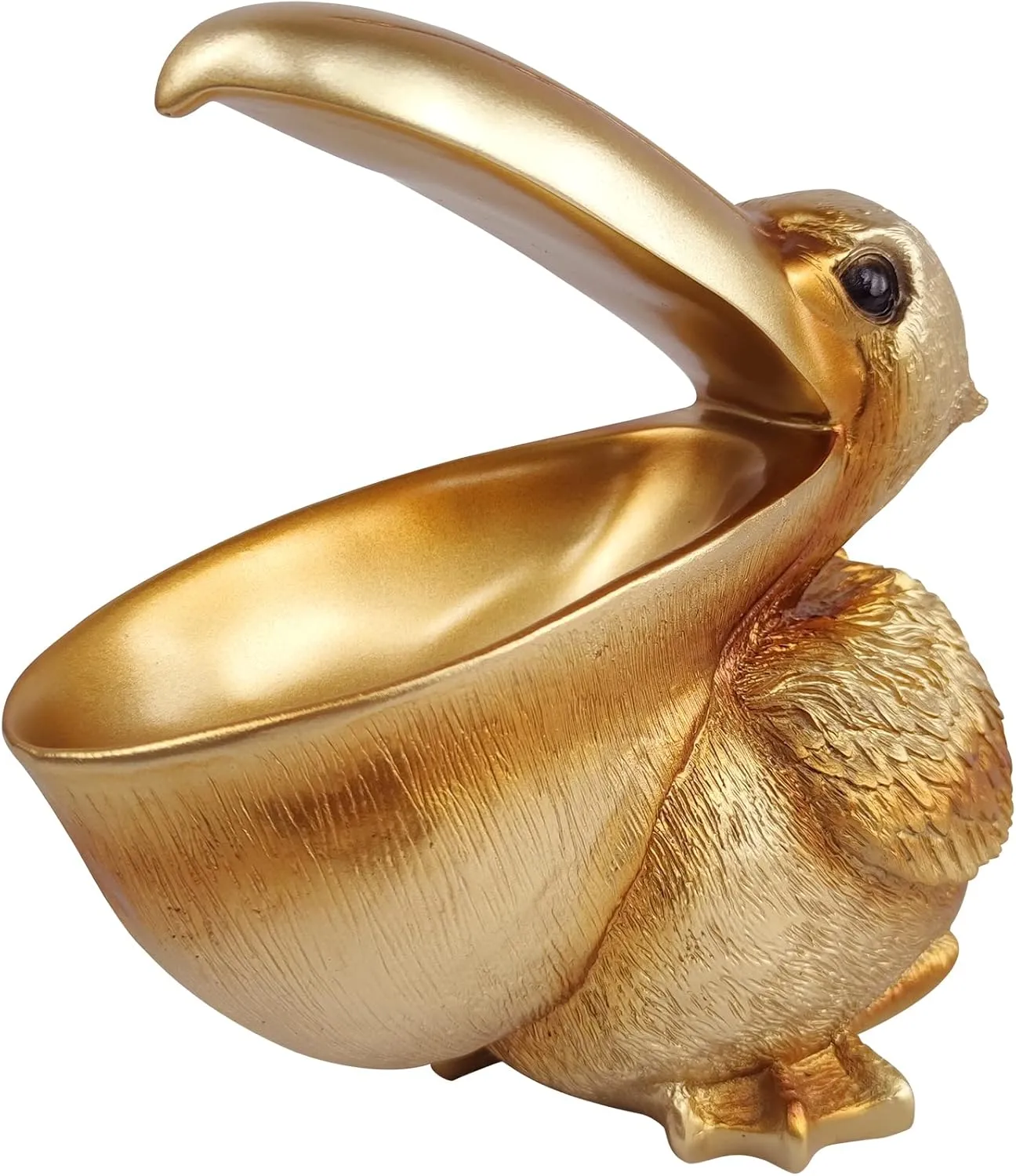 SanQing Creative Resin Statues Pelican Birds Statues Toucan Figurines Entrance Candy Keys Bowl Storage Basket Decor Ornament for Table Home Bar Office (Gold)