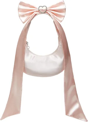 Satin Bow-Tie Hobo Bags for Women Y2k Shoulder Bags for Women Fashion Bowknot Handbag and Purse for Party Vacation Makeup