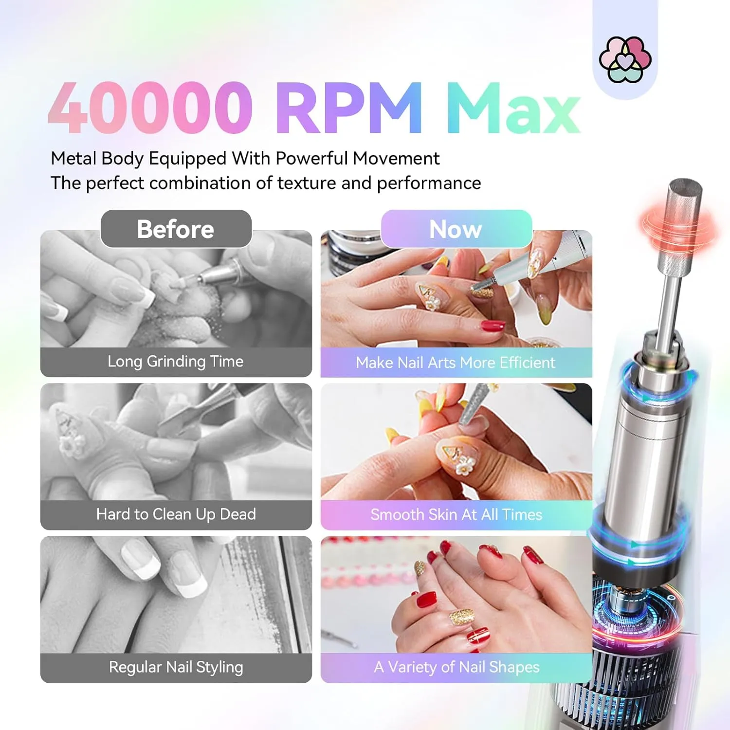 SAVILAND Electric Nail Drill Professional: 40000RPM Nail Drill for Acrylic Nails Sky Realm colors 6000mAhm High Capacity Rechargeable Electric Nail File for Salon Use Manicure Pedicure E File