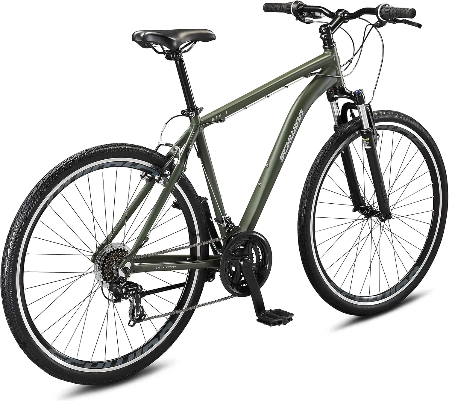 Schwinn GTX Comfort Adult Hybrid Bike, Men and Women, Dual Sport Bicycle, 700c Wheels, Step-Through or Step-Over Lightweight Aluminum Frame
