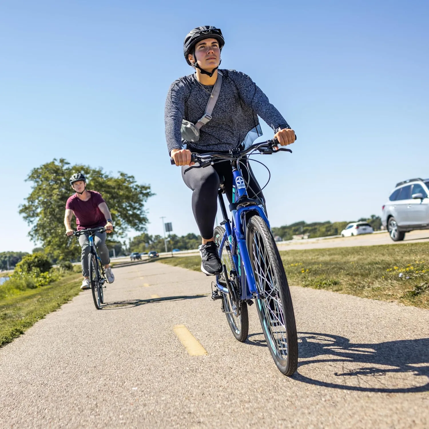 Schwinn GTX Comfort Adult Hybrid Bike, Men and Women, Dual Sport Bicycle, 700c Wheels, Step-Through or Step-Over Lightweight Aluminum Frame