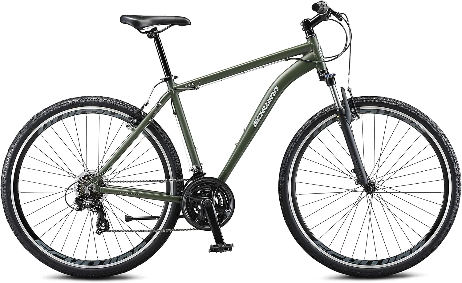 Schwinn GTX Comfort Adult Hybrid Bike, Men and Women, Dual Sport Bicycle, 700c Wheels, Step-Through or Step-Over Lightweight Aluminum Frame