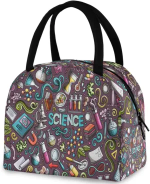 Science Chemical Experiment Insulated Lunch Tote Bag, Reusable Multi-Pocket Container Cooler Bag for Women&Men School Work Picnic Outdoor Travel