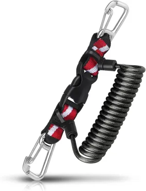 Scuba Retractable Lanyard, Stainless Steel Double-Clips and Spiral Core Anti-Lost Lanyard with Quick-Release Buckle