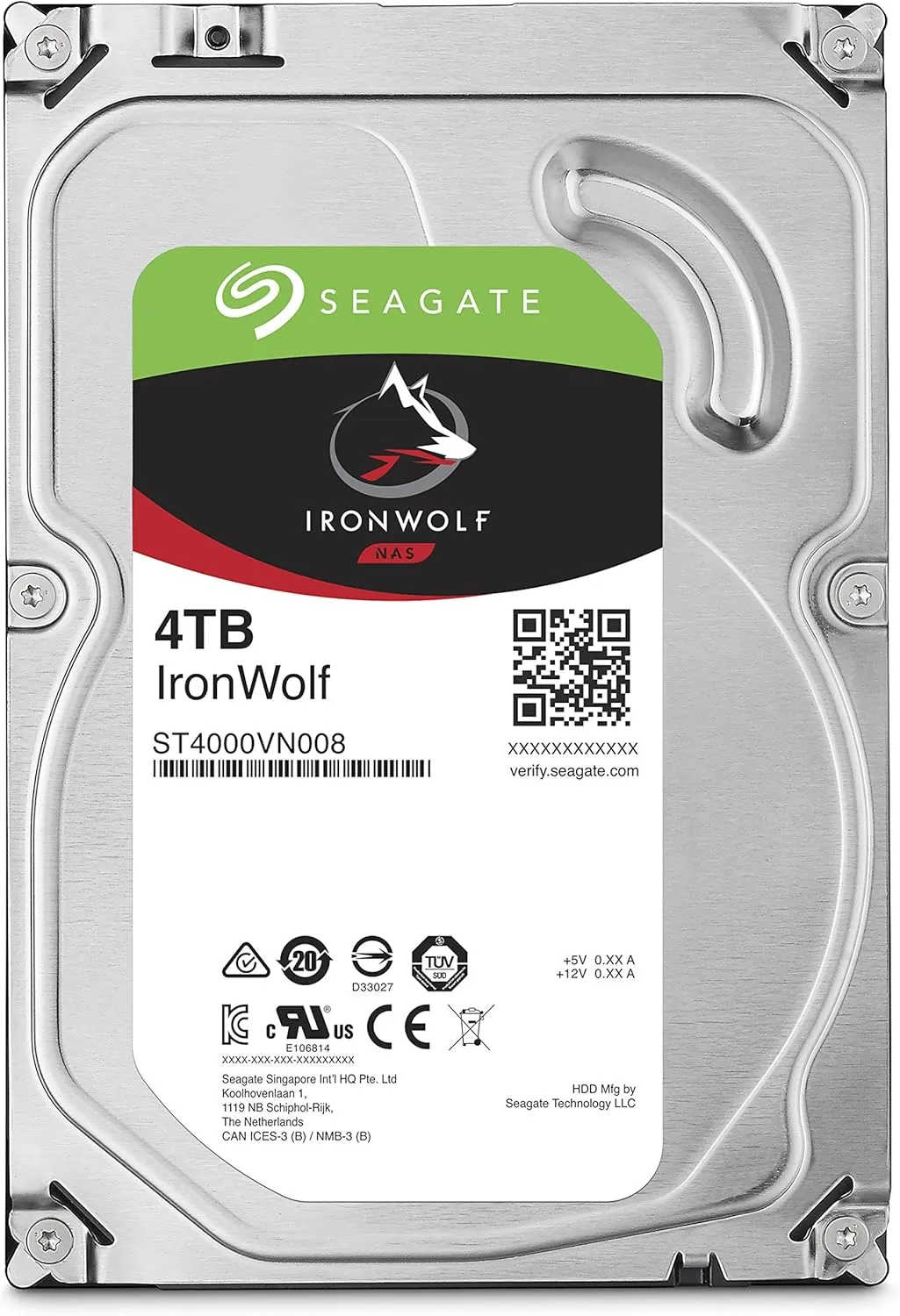 Seagate IronWolf 4TB NAS Internal Hard Drive CMR 3.5 Inch SATA 6Gb/s 5400 RPM 64MB Cache for RAID Network Attached Storage Rescue Services (ST4000VNZ06/006)