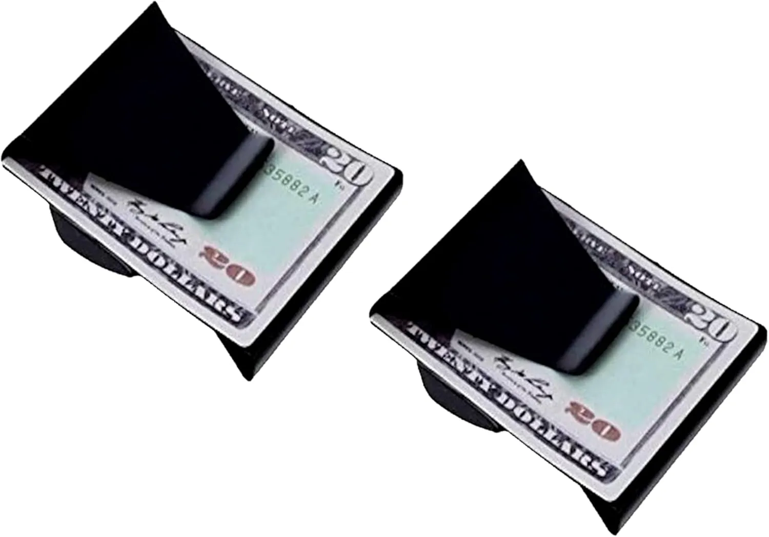 Seen On TV Slim Clip - Double Sided Mens Slim Credit Card Holder With Money Clip! (Black Chrome) Two Pack