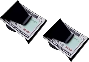 Seen On TV Slim Clip - Double Sided Mens Slim Credit Card Holder With Money Clip! (Black Chrome) Two Pack