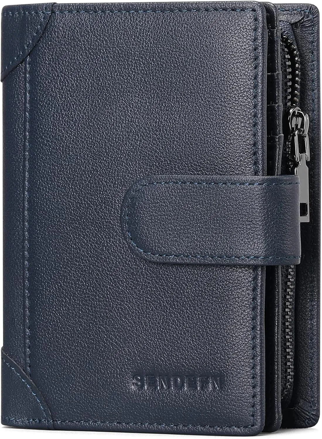 SENDEFN Men's Wallet Genuine Leather Wallets for Men RFID Blocking Card Holder with Zipper Coin Purse