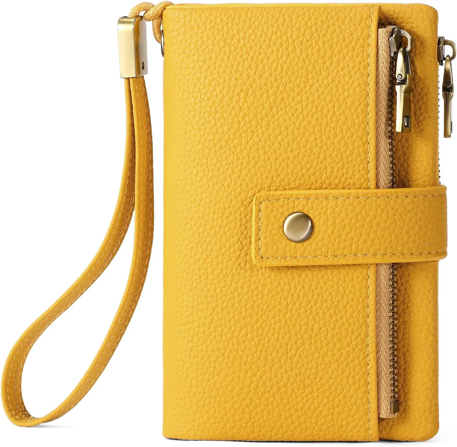 SENDEFN Small Wallet for Women Leather RFID Blocking Wristlet Wallet Credit Card Holder with Double Zipper Coin Purse Ladies Bifold Purse