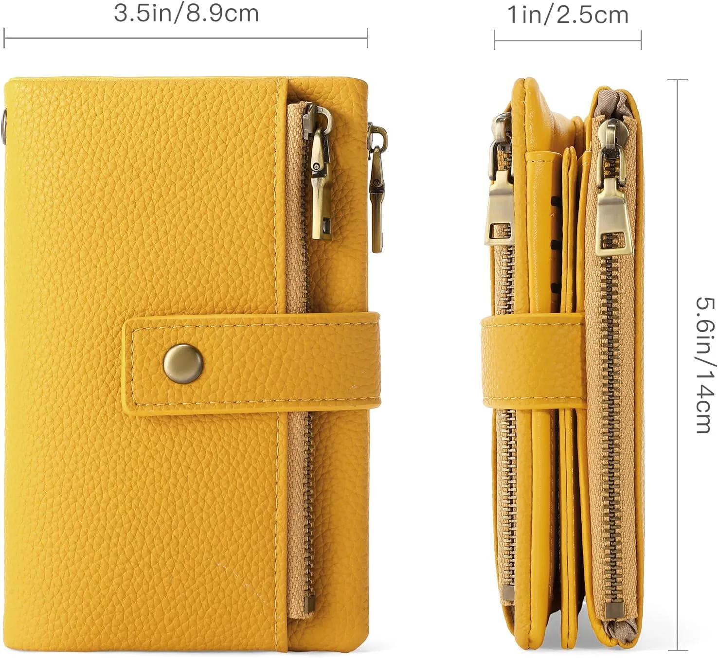 SENDEFN Small Wallet for Women Leather RFID Blocking Wristlet Wallet Credit Card Holder with Double Zipper Coin Purse Ladies Bifold Purse
