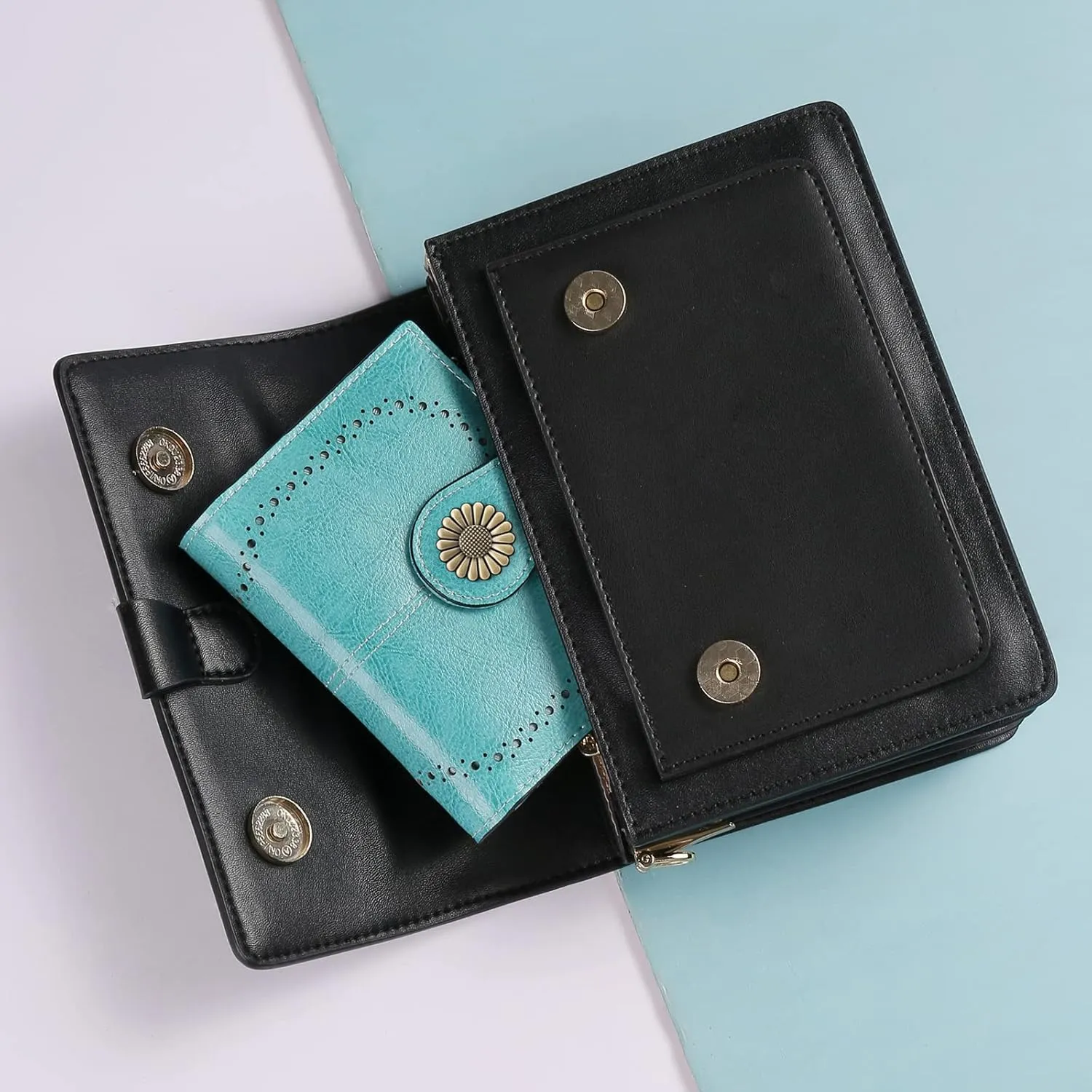 SENDEFN Small Womens Wallet Leather Bifold Card Holder RFID Blocking with Zipper Coin Pocket
