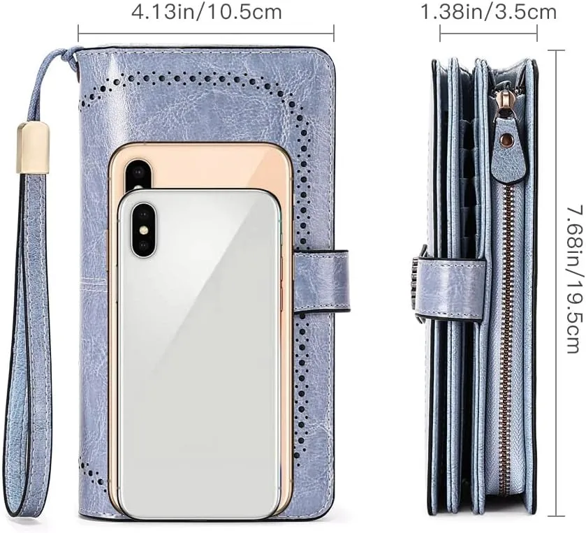 SENDEFN Wallets for Women Leather Credit Card Holder with RFID Blocking Large Capacity Wristlet