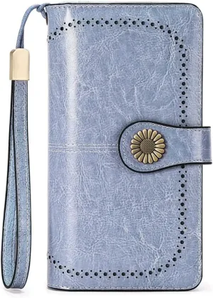 SENDEFN Wallets for Women Leather Credit Card Holder with RFID Blocking Large Capacity Wristlet
