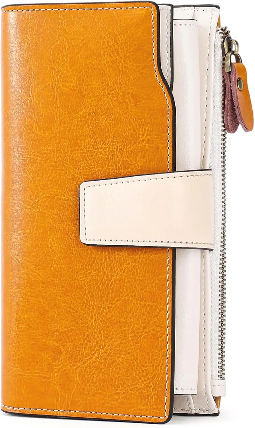 SENDEFN Women Leather Wallets RFID Blocking Clutch Card Holder Ladies Purse with Zipper Pocket