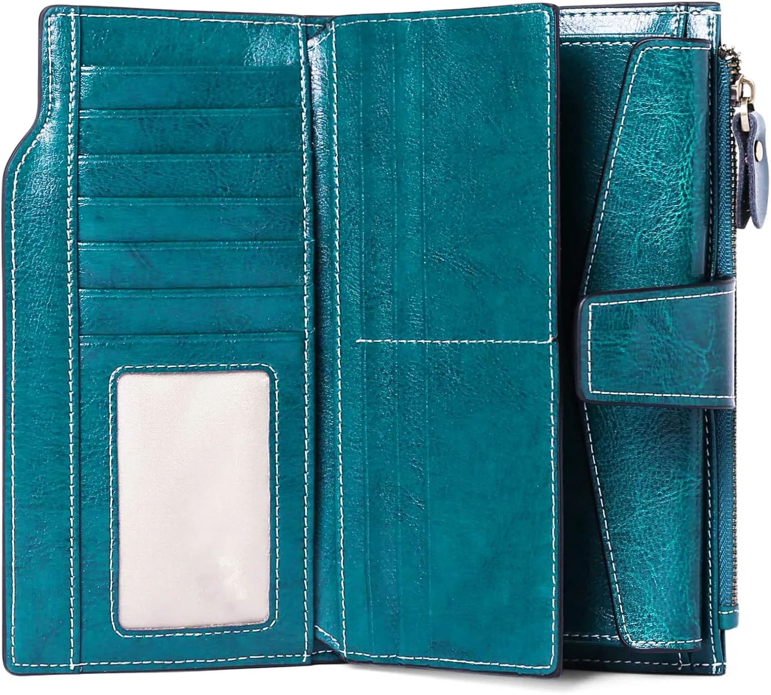 SENDEFN Women Leather Wallets RFID Blocking Clutch Card Holder Ladies Purse with Zipper Pocket