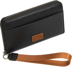 SENDEFN Womens Wallet Genuine Leather Wristlet Wallets for Women Clutch Credit Card Holder Zipper Around Long Purse