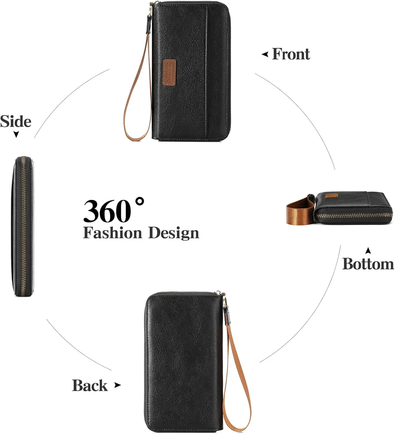 SENDEFN Womens Wallet Genuine Leather Wristlet Wallets for Women Clutch Credit Card Holder Zipper Around Long Purse