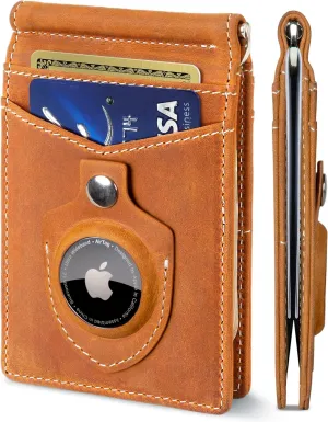 SERMAN BRANDS RFID Blocking Wallet Slim Bifold - Genuine Leather Minimalist Front Pocket Wallets for Men with Money Clip Gift