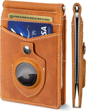 SERMAN BRANDS RFID Blocking Wallet Slim Bifold - Genuine Leather Minimalist Front Pocket Wallets for Men with Money Clip Gift