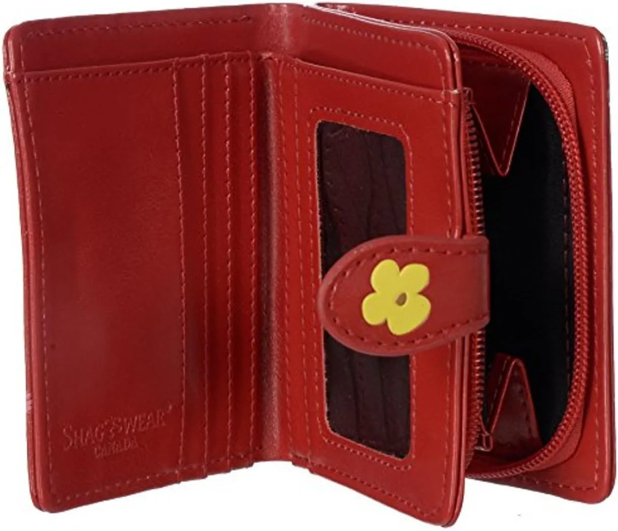 Shag Wear Women's Premium Vegan Clutch Cardholder Zipper Wallet Purse with Pretty Cactus Pattern, Red