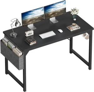 Shahoo Computer Desk, 48 Inch Office Writing Work Table, with Storage Bag and Hook, for Home, Study, Black