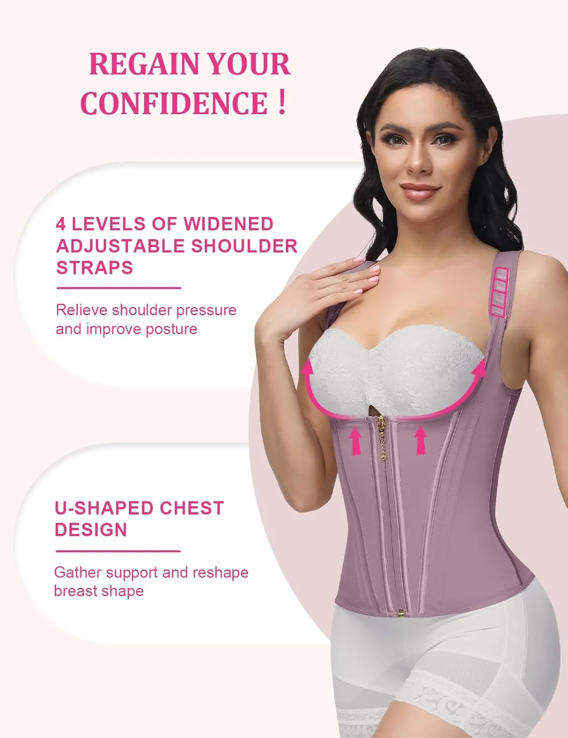 SHAPSHE Waist Trainer for Women, Tummy Control Sports Girdle, Workout Body Shaper with Adjustable Shoulder Strap