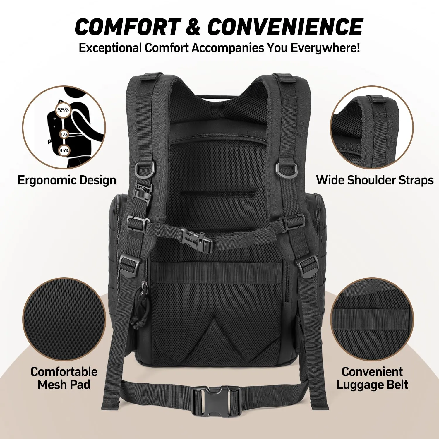 SHARKMOUTH Dad Diaper Bag Military - Large Baby Diaper Backpack with Changing Pad for Travel Camping Trips Park - Newborn Baby Shower Gifts Black