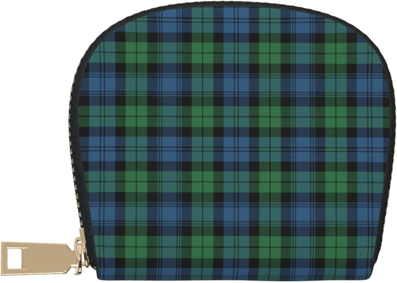 Shell Card Case Black Watch Ancient Tartan Small Bag PU Leather Zipper Wallet Credit Card Holder