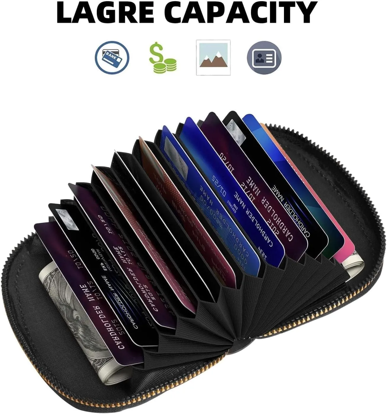Shell Card Case Black Watch Ancient Tartan Small Bag PU Leather Zipper Wallet Credit Card Holder
