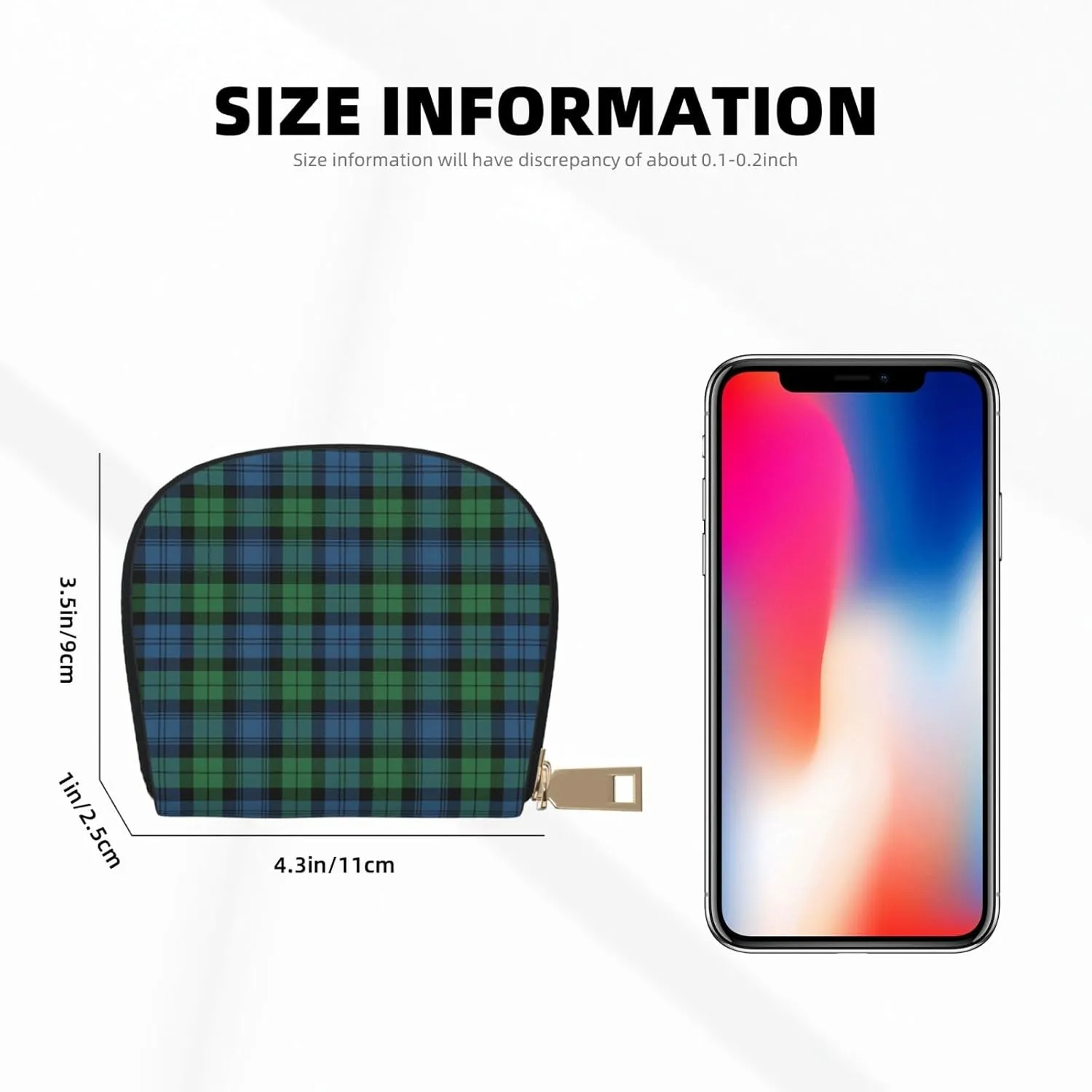 Shell Card Case Black Watch Ancient Tartan Small Bag PU Leather Zipper Wallet Credit Card Holder