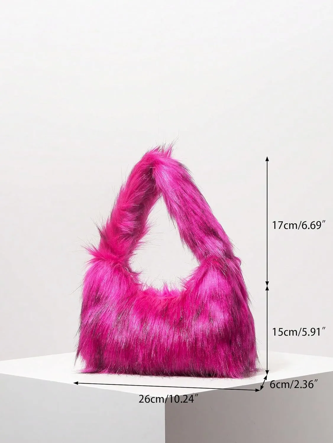 SHENHE Women's Fuzzy Faux Fur Crescent Shoulder Bag Plush Purse Underarm Handbag Hobo Tote