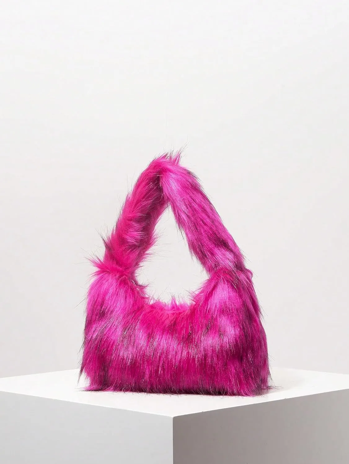 SHENHE Women's Fuzzy Faux Fur Crescent Shoulder Bag Plush Purse Underarm Handbag Hobo Tote