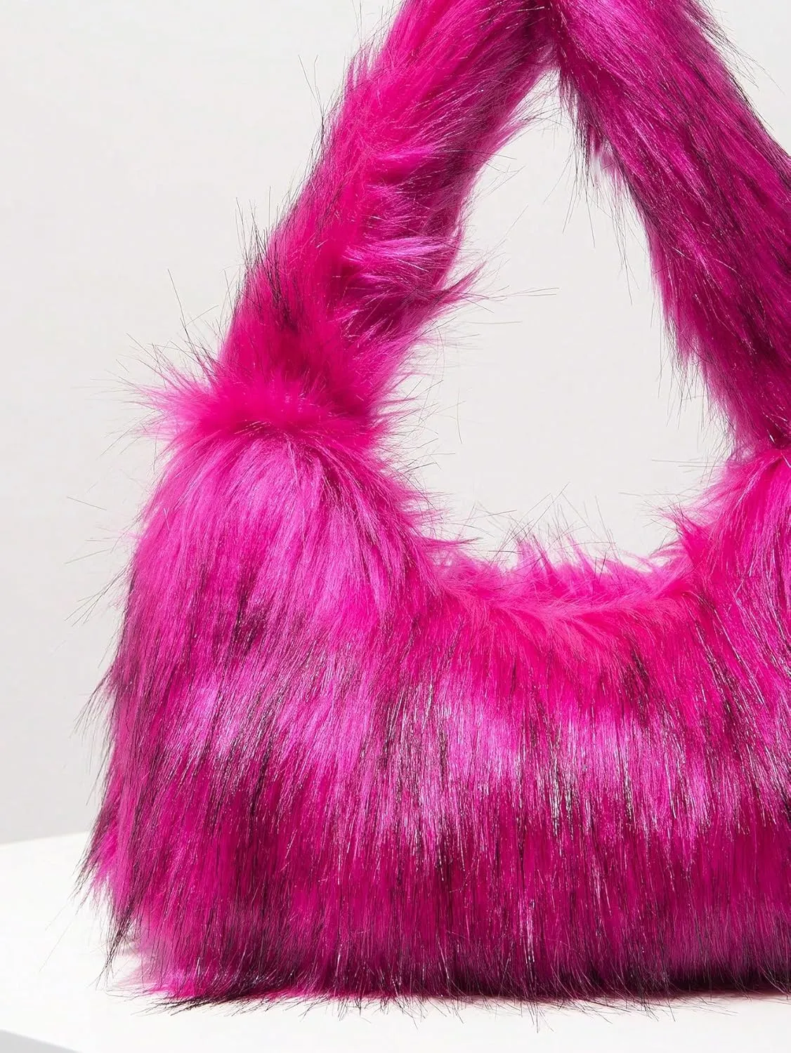 SHENHE Women's Fuzzy Faux Fur Crescent Shoulder Bag Plush Purse Underarm Handbag Hobo Tote