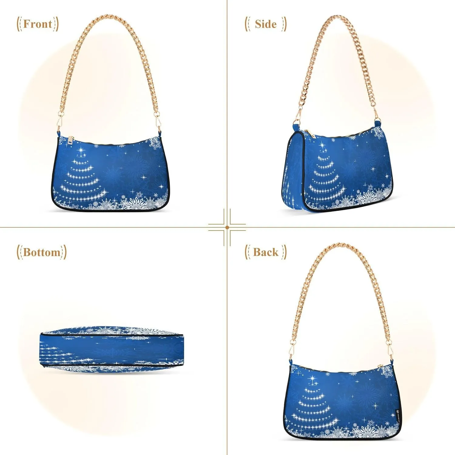 Shoulder Bag for Women Hobo Tote Handbag Gold Chain Crossbody Bag with Zipper Clutch Purse Handbags