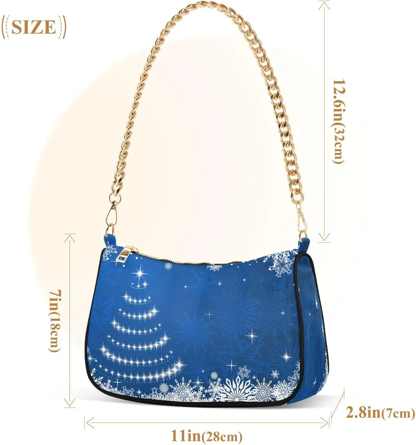 Shoulder Bag for Women Hobo Tote Handbag Gold Chain Crossbody Bag with Zipper Clutch Purse Handbags