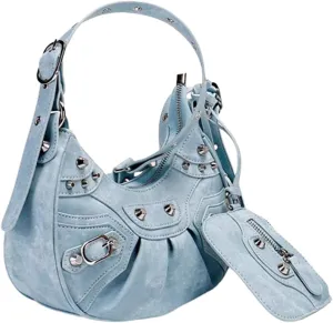 Shoulder Bag for Women Leather Hobo Bag Adjustable Strap Y2K Purse for Women Crossbody Bags Small Punk Purse