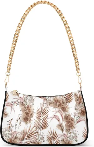 Shoulder Bag for Women Watercolor Pampas and Herbs Hobo Purses Handbags for Women with Chain Strap