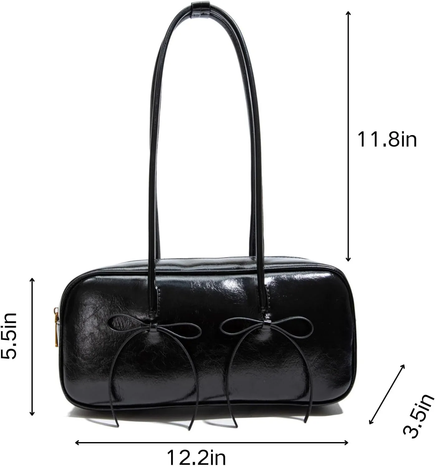 Shoulder Bag for Women with Bow Tie, Retro Swing Zip Shoulder Handbag - Top Handle Hobo Purse for Work/Travel/Shop