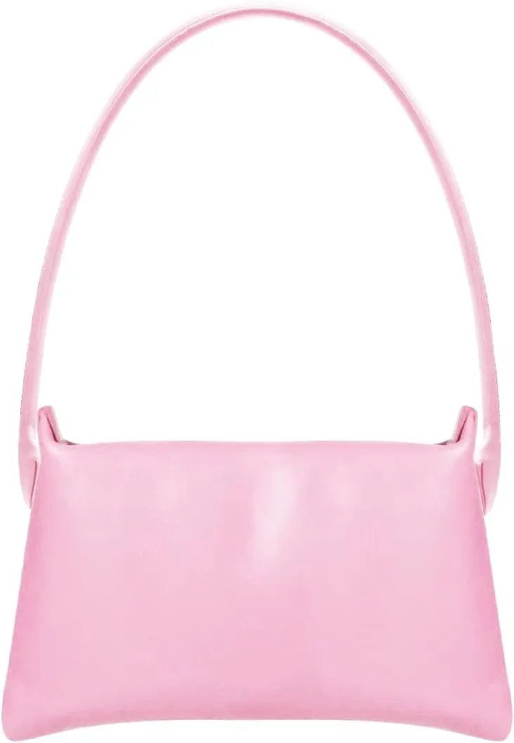 Shoulder Bag for Women Y2K Trendy Purse Rubber Handle Mini Clutch Underarm Purse with Zipper Closure