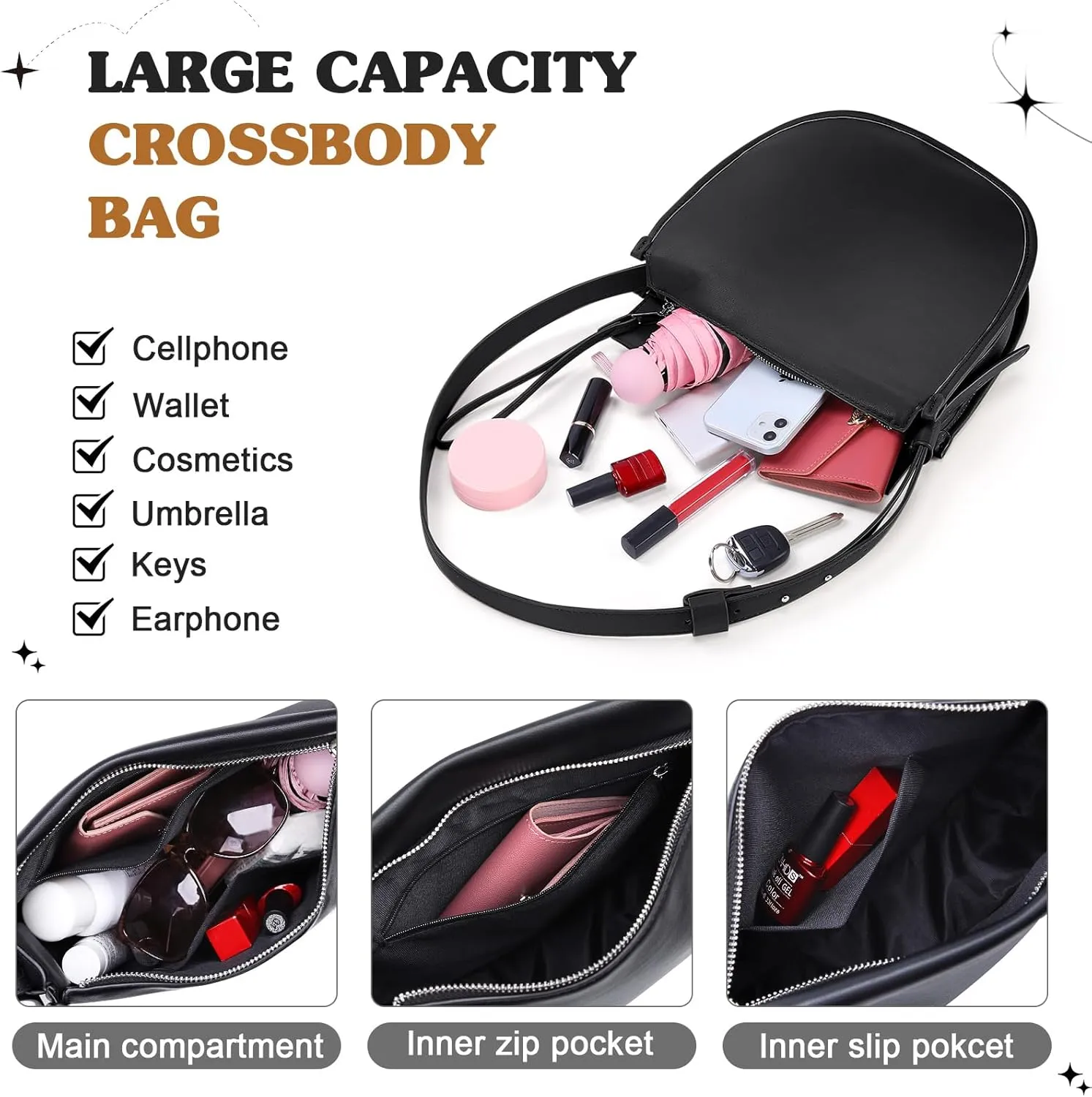 Shoulder Bag for Women,Leather Crescent Crossbody Bags Hobo Handbag Designer Purse with Adjustable Strap
