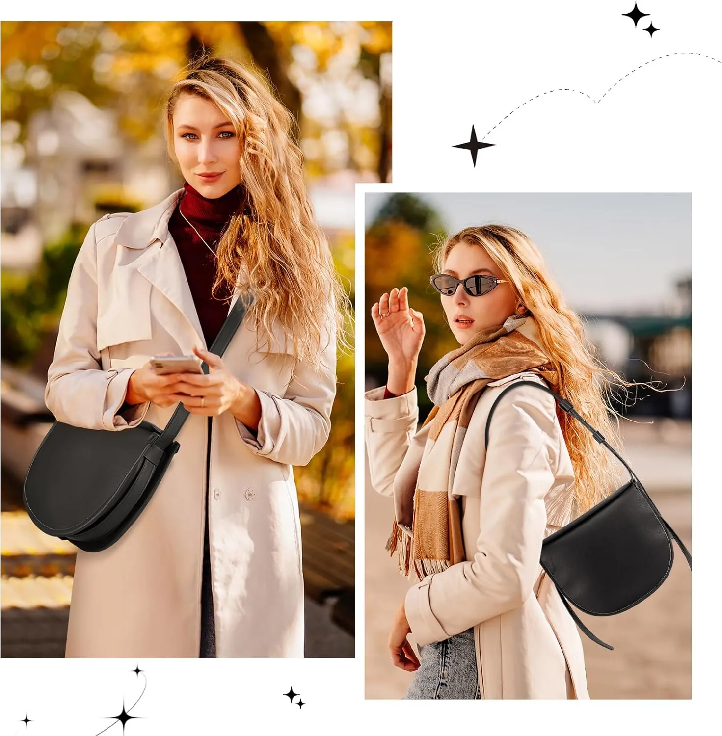 Shoulder Bag for Women,Leather Crescent Crossbody Bags Hobo Handbag Designer Purse with Adjustable Strap