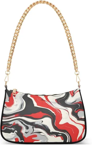 Shoulder Bags for Women Colorful Marble Texture Hobo Tote Handbag Small Clutch Purse with Zipper Closure