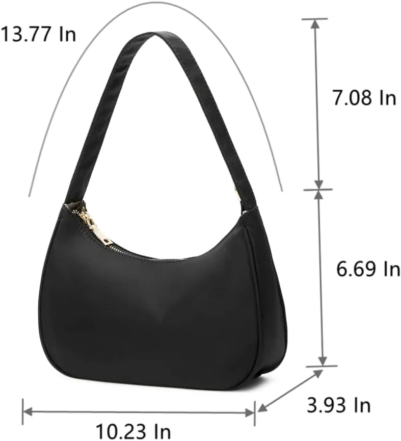 Shoulder Bags for Women, Cute Hobo Tote Handbag Mini Clutch Purse with Zipper Closure