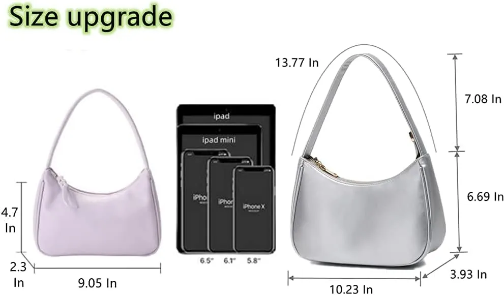 Shoulder Bags for Women, Cute Hobo Tote Handbag Mini Clutch Purse with Zipper Closure