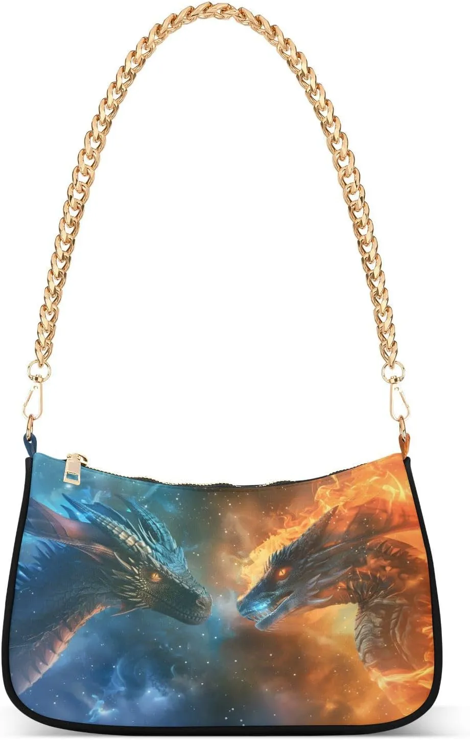 Shoulder Bags for Women Fire Water Dragon Hobo Tote Handbag Small Clutch Purse with Zipper Closure